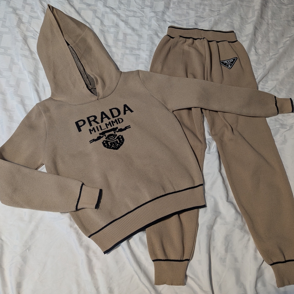 Prada Tan Knitwear with Logo Patch